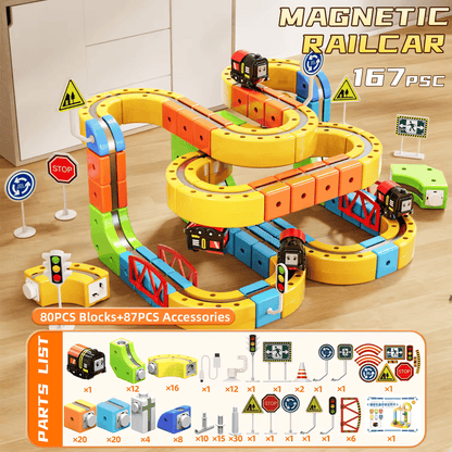 Rail Electric Train 3D Magnetic Track Set – Anti-Gravity STEM Toy for Kids (62-167 pcs)