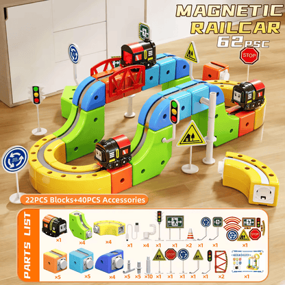 Rail Electric Train 3D Magnetic Track Set – Anti-Gravity STEM Toy for Kids (62-167 pcs)