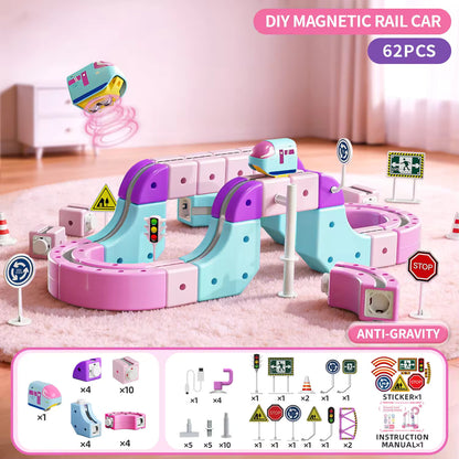 Rail Electric Train 3D Magnetic Track Set – Anti-Gravity STEM Toy for Kids (62-167 pcs)